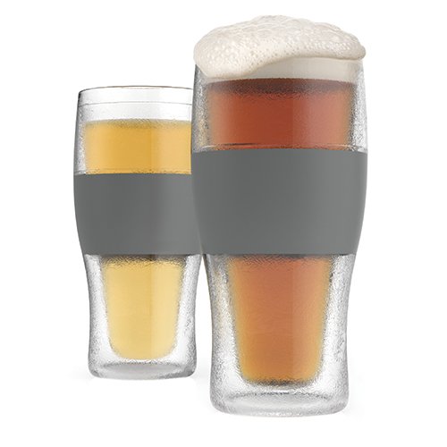 Host Freeze Cooling Beer Pint Glass for The Perfect Temperature Every Time, Clear, Set of 2