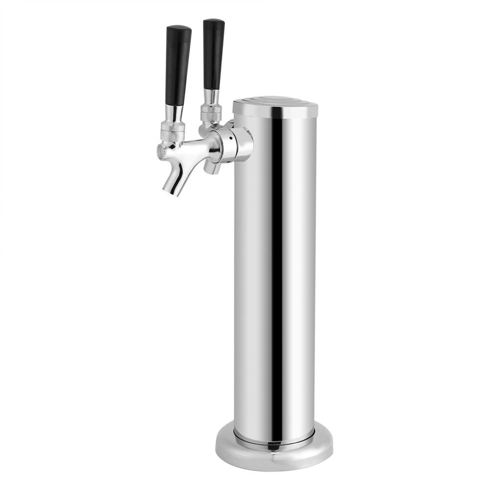 Zerone Torre De Cerveza De Barril Con Grifos Dobles Dispensador De Acero Inoxidable Grifo Para Beber Para El Bar De La Casa Pub, Plateado