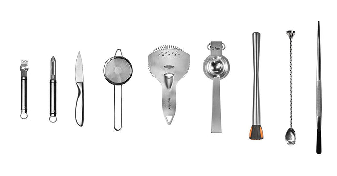 Uber Bar Tools Essential Deluxe Kit de herramientas, chapado en cromo