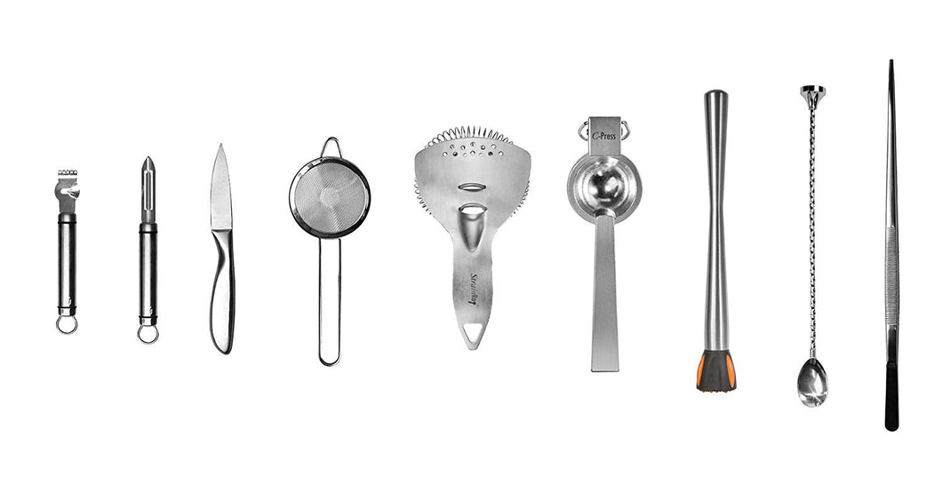 Uber Bar Tools Essential Deluxe Kit de herramientas, chapado en cromo