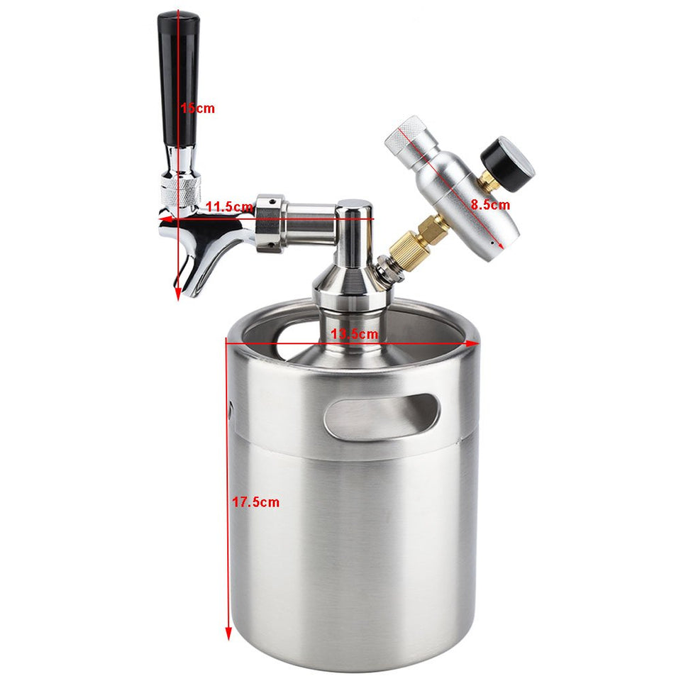 Dispensador de Cerveza, Tirador de Cerveza, de Acero Inoxidable, 2L Barril Cerveza, para Fermentar, Almacenar Y Dispensar Cerveza