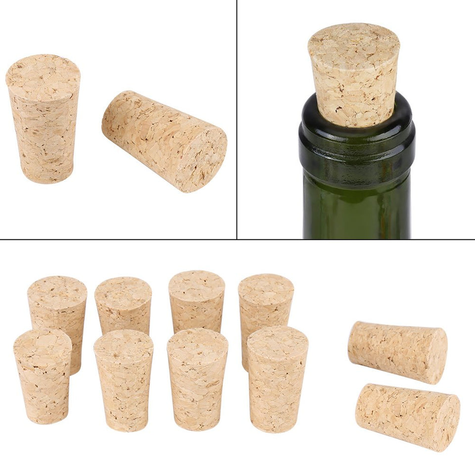 10 piezas de corcho cónico natural tapones de botella de vino/cerveza de madera tapón de primera calidad para hacer vino artesanal(Larger)