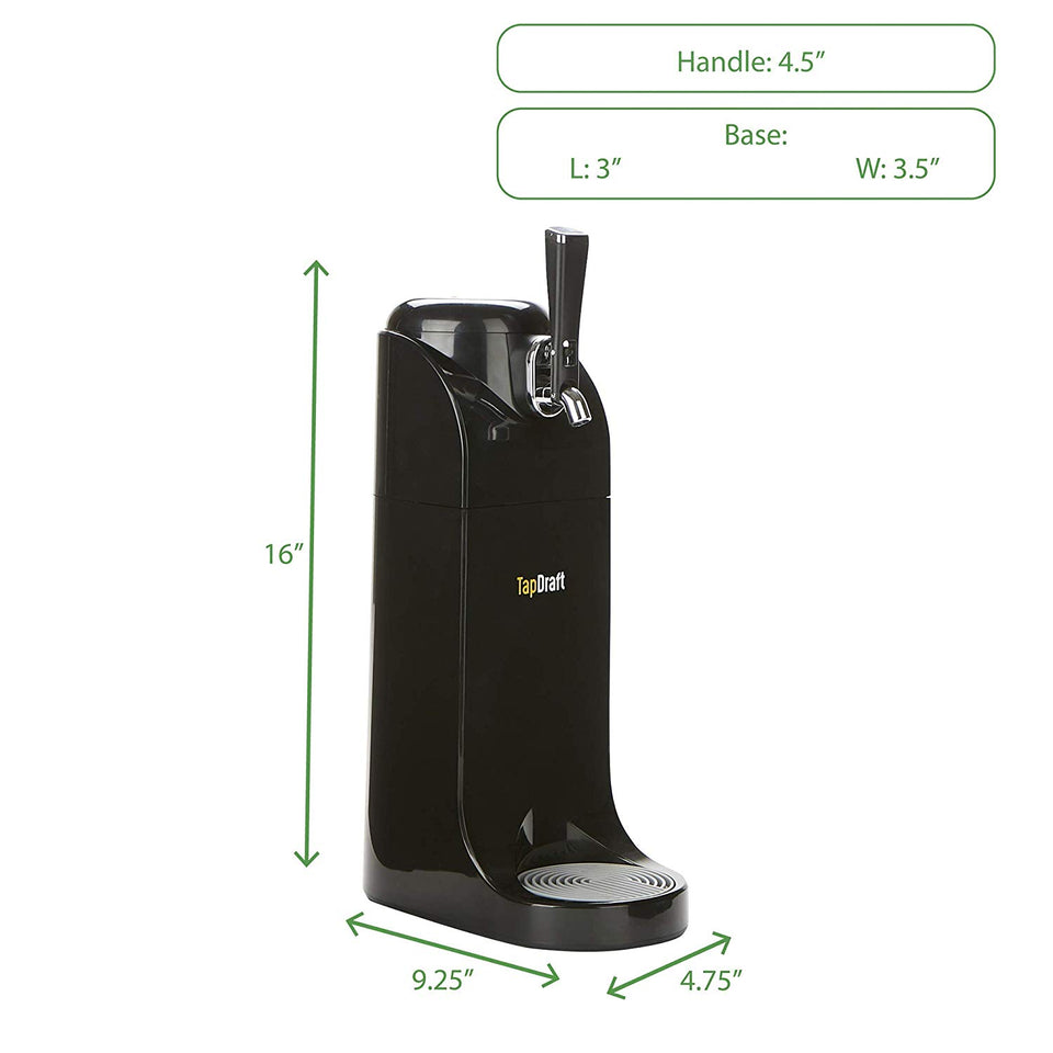 Mind Reader BEERTAP-BLK 40 oz dispensador de llave de cerveza, sistema alimentado por batería, acero inoxidable, barril portátil, picnic, cocina, bar, negro, talla única