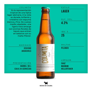 12 pack Cerveza Colimita Lager