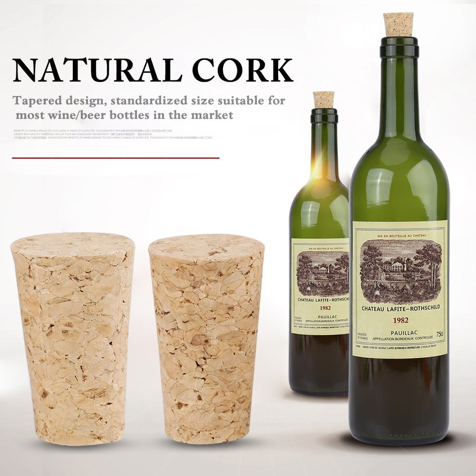 10 piezas de corcho cónico natural tapones de botella de vino/cerveza de madera tapón de primera calidad para hacer vino artesanal(Larger)