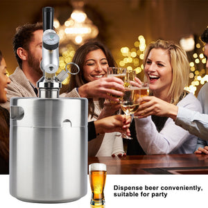 Dispensador de Cerveza, Tirador de Cerveza, de Acero Inoxidable, 2L Barril Cerveza, para Fermentar, Almacenar Y Dispensar Cerveza