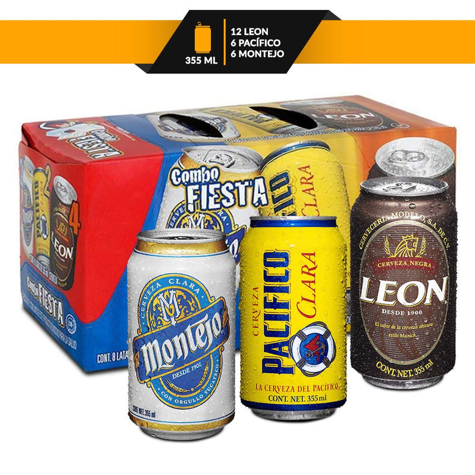 Cerveza Combo Fiesta León, Pacifico Y Montejo 355 Ml
