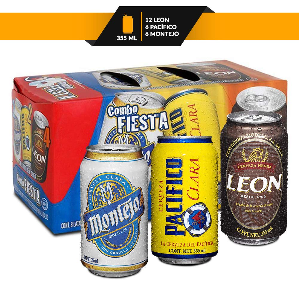 Cerveza Combo Fiesta León, Pacifico Y Montejo 355 Ml