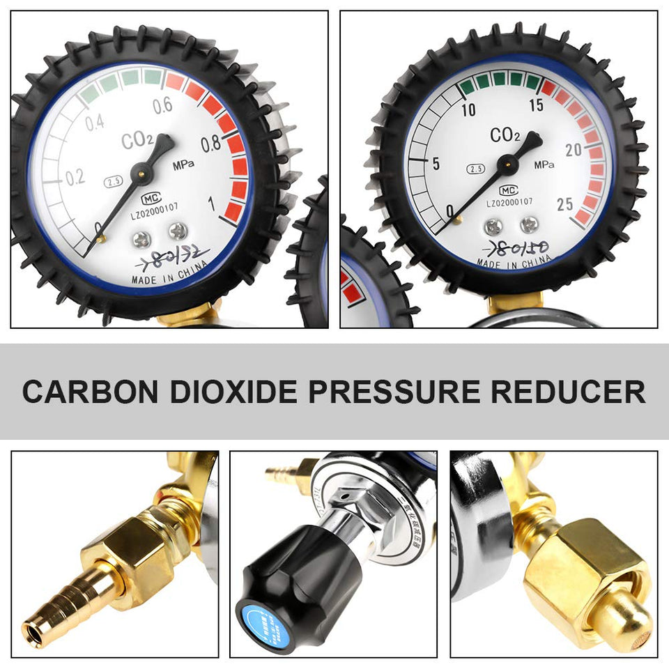 TOPINCN Regulador de Presión de Co2 Regulador de Botella de Gas Regulador de Dióxido de Carbono Cerveza Kegerator Regulador de Barril Reductor de Presión de Soldadura