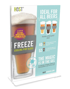 Host Freeze Cooling Beer Pint Glass for The Perfect Temperature Every Time, Clear, Set of 2