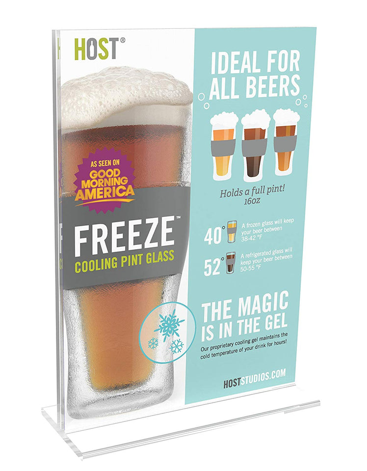 Host Freeze Cooling Beer Pint Glass for The Perfect Temperature Every Time, Clear, Set of 2
